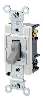 LEVITON Leviton 1223-SGY Toggle 3-Way AC Quiet Switch 20 Amp 120/277 Volt
