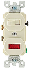 Leviton 5241-WS Traditional 3-Way Duplex Specification Grade Combination Switch, 15 A, 125 VAC, 1800 W