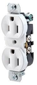 LEVITON Leviton 5320-CP Duplex Grounding Straight Blade Receptacle, 125 VAC, 15 Amp, 2 Poles, 3 Wires, Brown