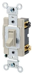 LEVITON Leviton 54504-2I 4-Way Framed AC Quiet Toggle Switch, 120/277 VAC, 15 A, 1/2, 2 hp