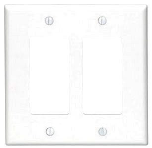 LEVITON Leviton 80609-W 2-Gang Decora Wallplate Midway Size White