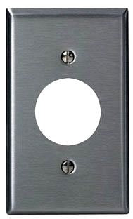 LEVITON Leviton 84004-40 1-gang, Single 1.406-inch Hole Device Receptacle Wallplate, Standard Size, Device Mount, Stainless Steel