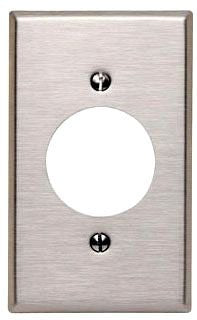 LEVITON Leviton 84020-40 1-Gang Locking 1.60 Inch Dia. Device Receptacle Wallplate, Standard Size, Device Mount - Stainless Steel