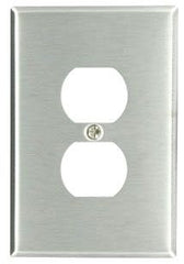 Leviton 84103 1-Gang Duplex Device Receptacle Wallplate, Oversized, 430 Stainless Steel