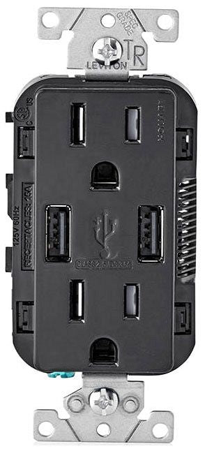 LEVITON Leviton T5632-E Combination Duplex Receptacle/Outlet And USB Charger 15A 125V
