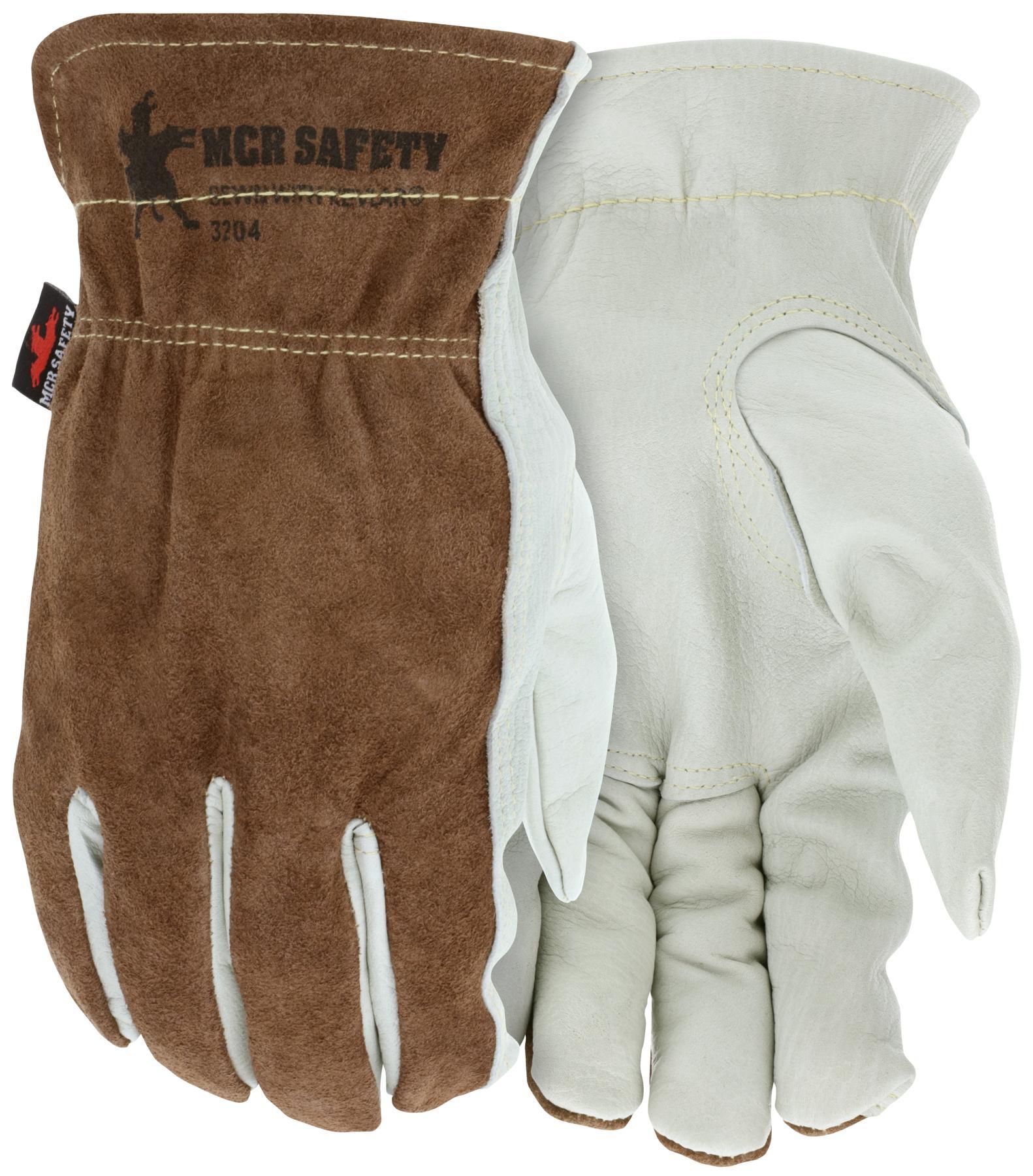 MCR SAFETY MCR Safety 3204KL Grain Cow Full Leather Driver Gloves Kevlar Liner Large