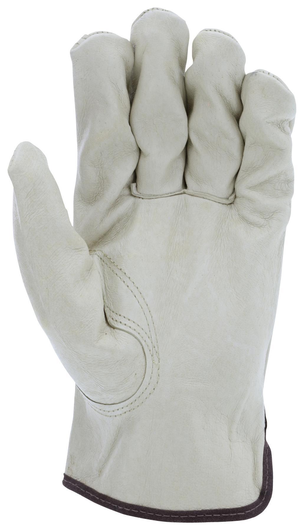 MCR SAFETY MCR Safety 3401L Industrial Grade General Purpose Gloves, Large, Grain Pig Skin Leather Palm