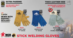 MCR Safety 4600 Blue Beast Protective Welding Gloves XL 13-1/2 inches