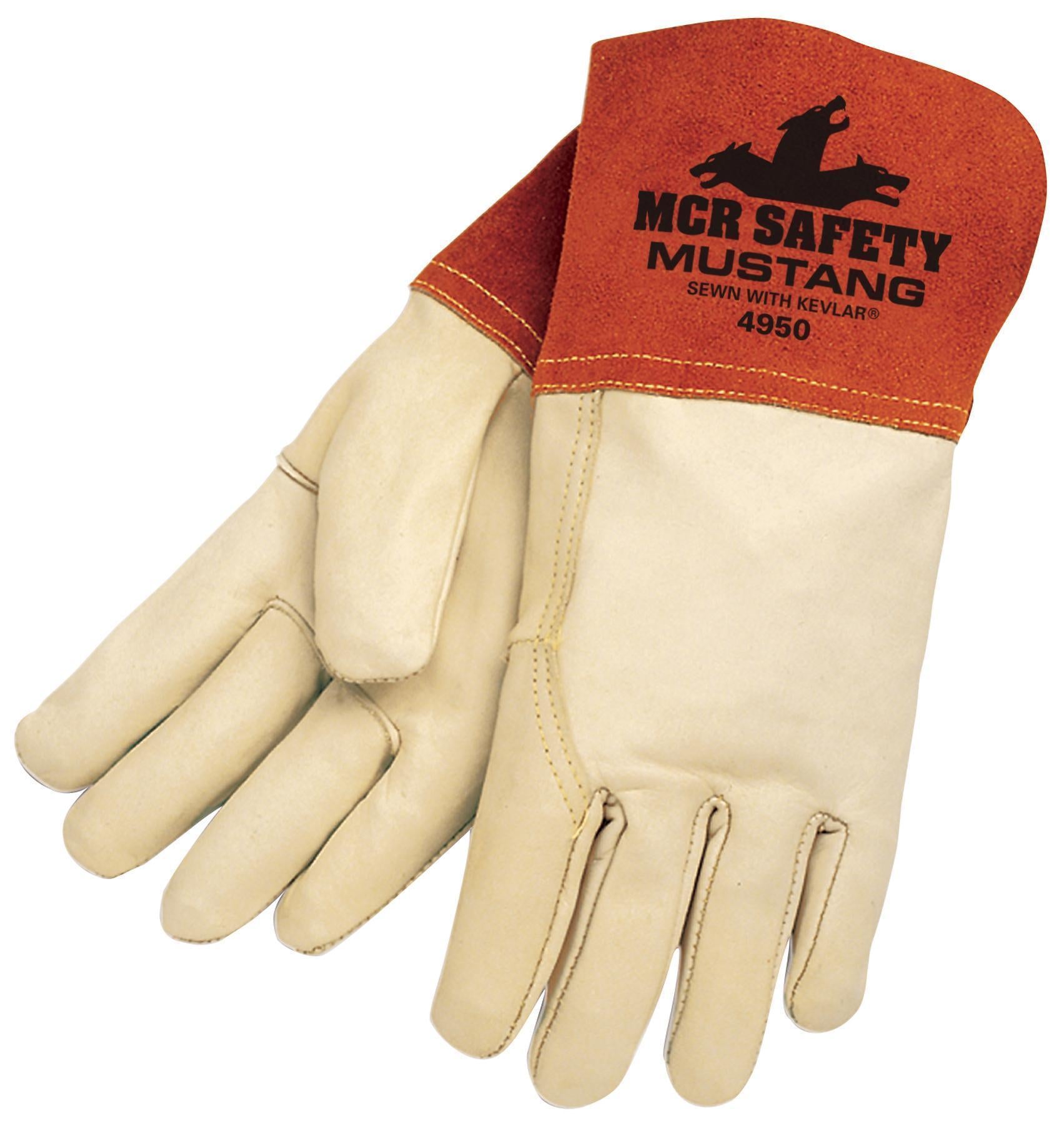 MCR SAFETY MCR Safety 4950L Premium Grade MIG/TIG Welding Gloves, Large, Beige, Gauntlet Cuff