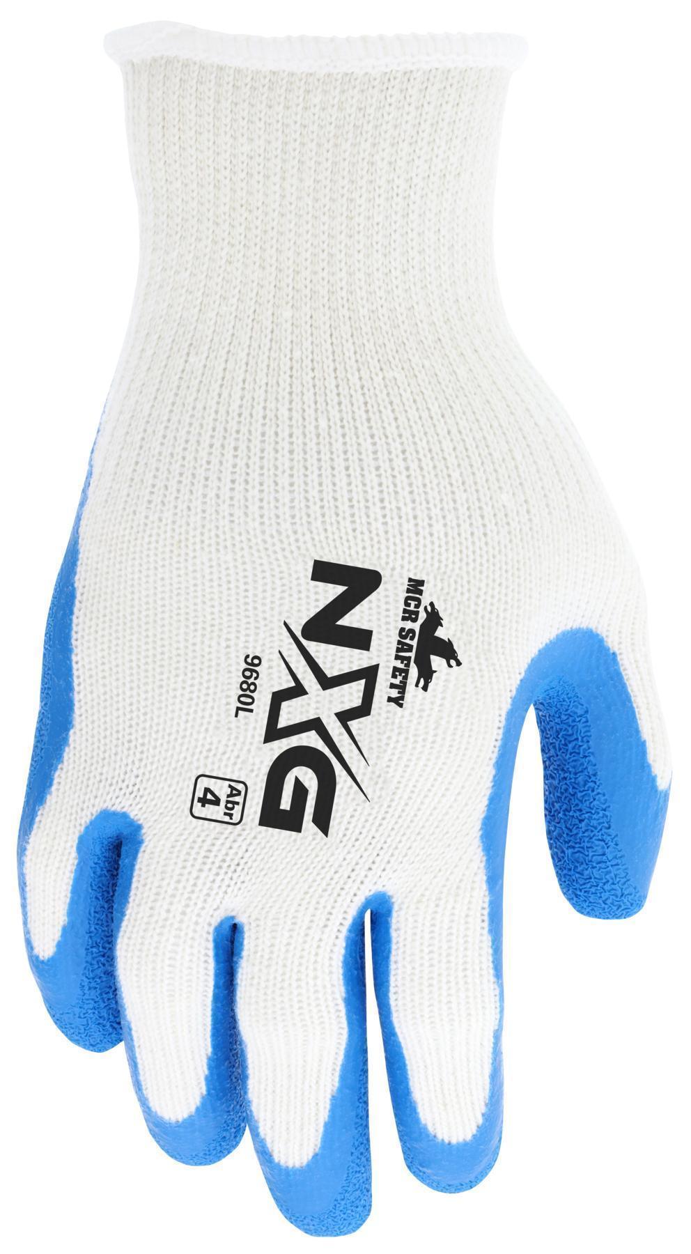 MCR SAFETY MCR Safety 9680S FlexTuff Work Gloves, White/Blue, Small, 10 gauge