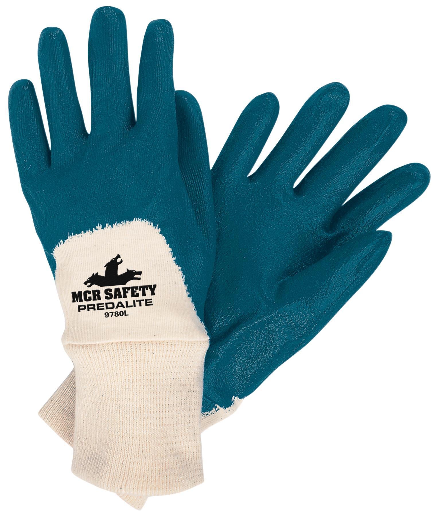MCR SAFETY MCR Safety 9780L Nitrile Palm Knit Glove Pack of 12