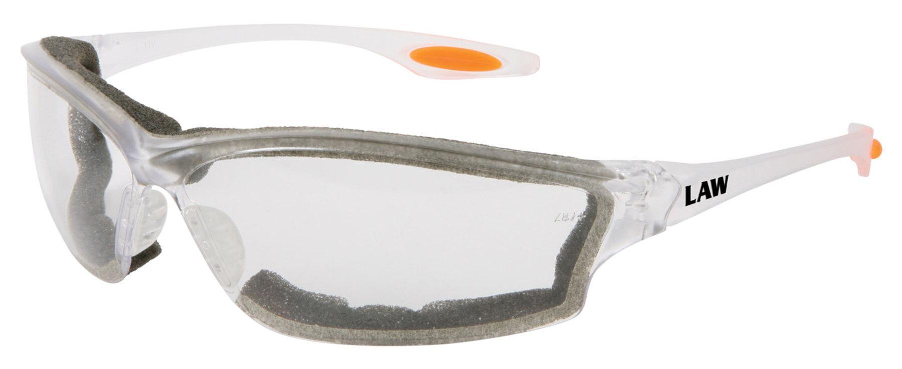 MCR SAFETY MCR Safety LW310AF Law 3 Anti-Fog Safety Glass w/Orange Temple Insert, Standard, Clear (Pack of 12)