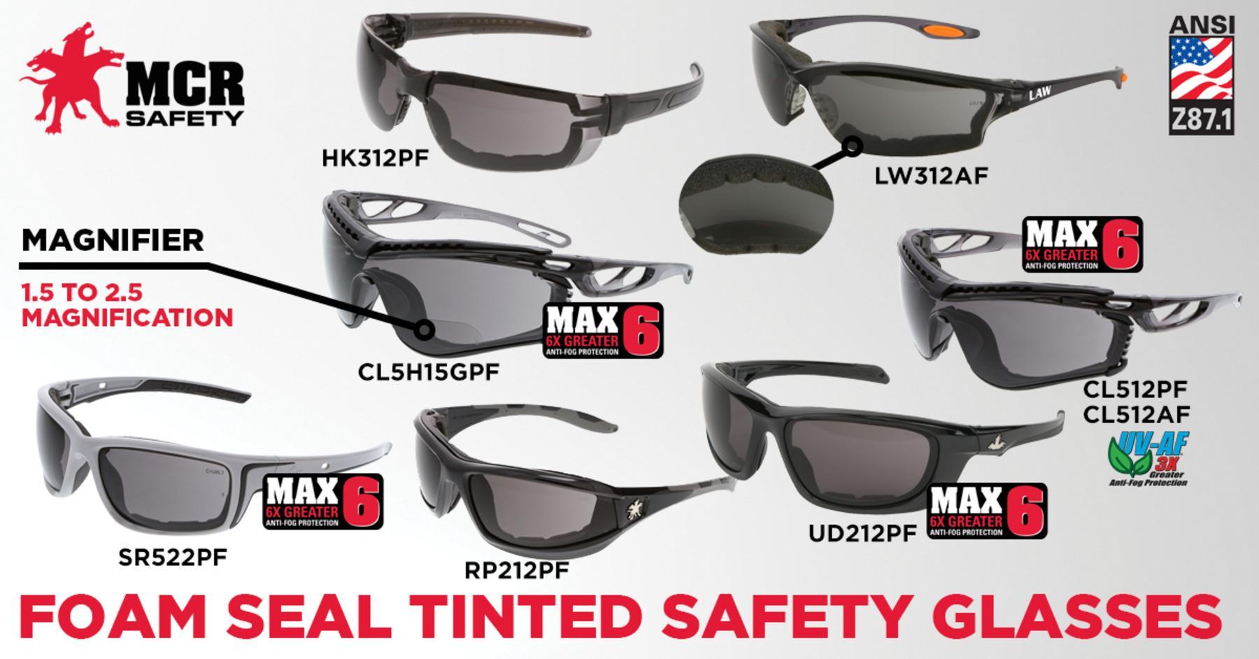 MCR SAFETY MCR Safety LW312AF Law 3 Plus Single Lens Safety Glasses With Side Shields