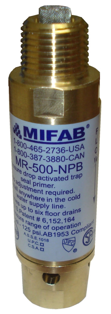 MIFAB Mifab MR-500-NPB M-500 Series Trap Primer Valve 1/2 x 4-1/8 in. MR-500-NPB