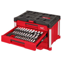 MILWAUKEE Milwaukee 48-22-9491 Ratchet and Socket Set 242-Piece (1/4, 3/8, 1/2 Drive, PACKOUT 4-Drawer Tool Box)