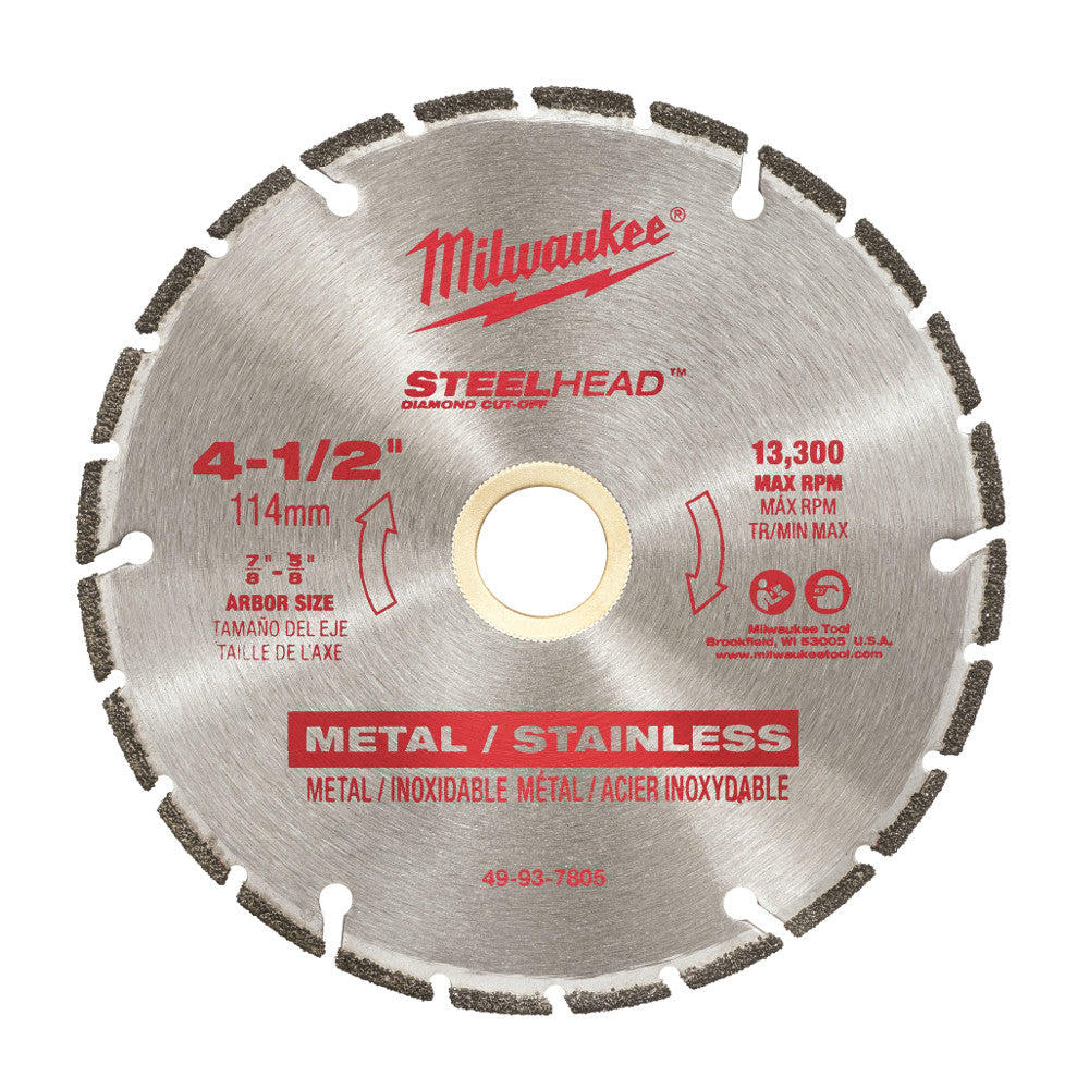 MILWAUKEE Milwaukee 49-93-7805 STEELHEAD Diamond Cut-Off Blade 13300 RPM 4-1/2 in