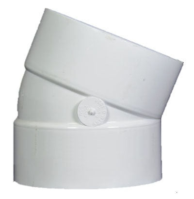 NDS NDS 6P04 6 x 6, Hub x Hub, White PVC, Street, Solvent Weld, Sewer and Drain, 22-1/2D, Elbow