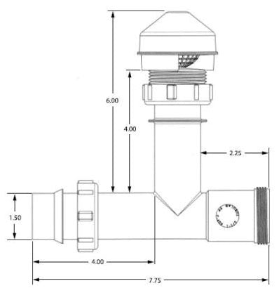 OATEY Oatey 39228 Air Admittance Valve 1-1/2 with PVC Sch40 Adapter 20 Branch 8 Stack DFU
