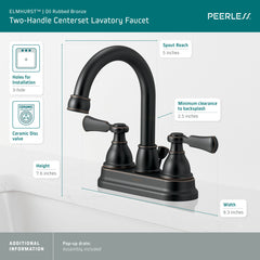 Peerless Faucet P2665LF-OB Elmhurst Two-Handle Centerset Bath Faucet in Oil Rubbed Bronze