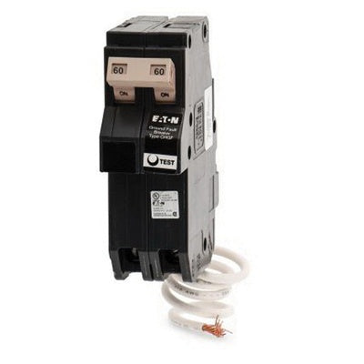 EATON EATON CH260GFT Type CH Ground Fault Self-Test Circuit Breaker, 120/240 VAC, 60 A, 10 kA Interrupt, 2 Poles, Common Trip