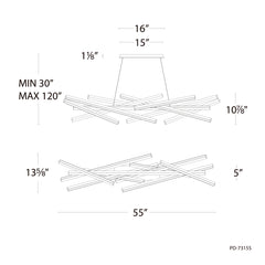 WAC LIGHTING Wac Lighting PD-73155-BK Parallax Chandelier 39 W 55 inches
