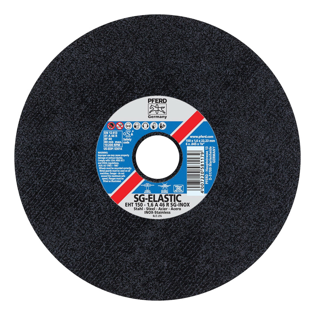 PFERD PFERD 63614 Performance Line SG-ELASTIC Series Cut-Off Wheel, 6 in, Aluminum Oxide, 10200 rpm