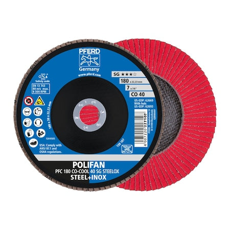 PFERD Pferd 62669 Polifan Flap Disc 40 Grit 7 in 10 Pack