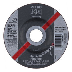 PFERD PFERD 63400 Performance Line SG High Performance Depressed Center Wheel, 4-1/2 in Dia x 1/8 in THK, 7/8 in Center Hole, 24 Grit
