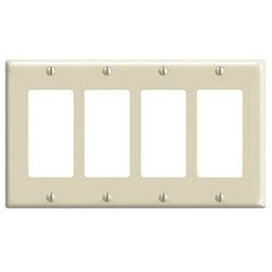 LEVITON Leviton 80412-W 4-Gang Decora Wallplate Standard Size Thermoset White