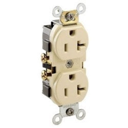 LEVITON Leviton CR20-I 20A 125V Narrow Body Duplex Receptacle Straight Blade Commercial, Ivory (15 Pack) Replacement MPN