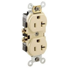 Leviton CR20-I 20A 125V Narrow Body Duplex Receptacle Straight Blade Commercial, Ivory (15 Pack) Replacement MPN