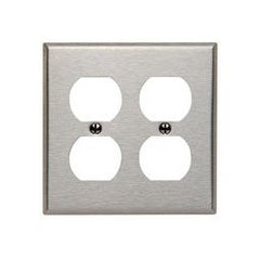 Leviton 84016 2-Gang Duplex Device Receptacle Wallplate Standard Size 430 Stainless Steel