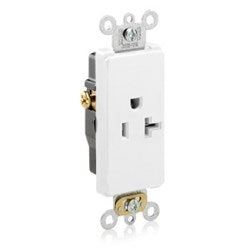 LEVITON Leviton 16341-W Decora Plus Single Receptacle 20 Amp 125 Volt 2P 3W