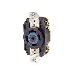 LEVITON Leviton 2810 30 Amp 120/208 Volt- 3PY Flush Mounting Locking Receptacle Industrial Grade Grounding V-0-Max Black