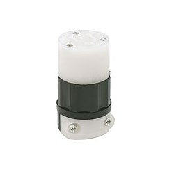 LEVITON Leviton 5269-C Straight Blade Connector, 125 VAC, 15 A, 2 Poles, 3 Wires, Black/White