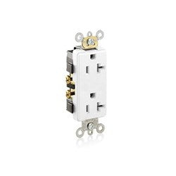 LEVITON Leviton 16342-W 20 Amp, 125 Volt, Decora Plus Duplex Receptacle, Straight Blade, Commercial Grade, Self Grounding