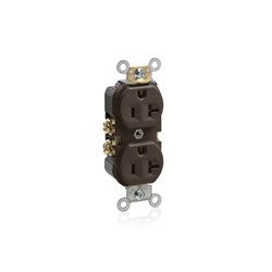 LEVITON Leviton BR20 20 Amp 125 Volt NEMA 5-20R 2-Pole 3 Wire Straight Blade Commercial Grade Brown Narrow Body Duplex Receptacle
