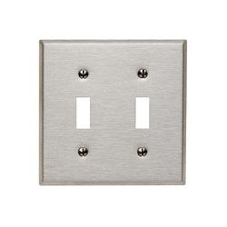 LEVITON Leviton 84009 2-Gang Toggle Device Switch Wallplate Standard Size 430 Stainless Steel