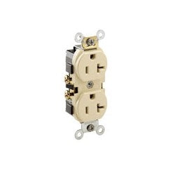 LEVITON Leviton CR20-I 20A 125V Narrow Body Duplex Receptacle Straight Blade Commercial, Ivory (15 Pack) Replacement MPN