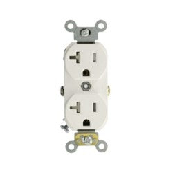 LEVITON Leviton TCR20-W Side Wired Commercial Spec Grade Tamper Resistant Duplex Receptacle, 20-Amp, 125-volt, White