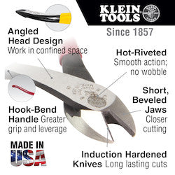KLEIN TOOLS Klein D248-9STT Ironworker's Diagonal Cutting Pliers with Tether Ring 9 Inch