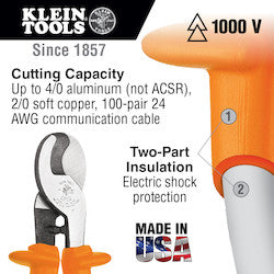 KLEIN TOOLS Klein 63050-INS Cable Cutter, Insulated, High Leverage