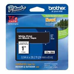 Brother TZE355 White on Black 24 mm Tape for P-touch, 8 m
