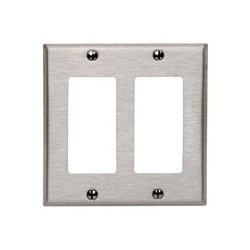 LEVITON Leviton 84409-40 2-Gang Decora/GFCI Device Decora Wallplate, Device Mount, Stainless Steel