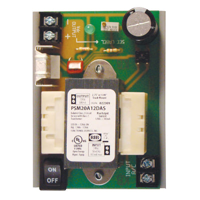 FUNCTIONAL DEVICES Functional Devices PSM20A12DAS DC Power Supply, 24 Vac to 1.5Vdc-12Vdc, 300mA Adjustable Output, Track Mount