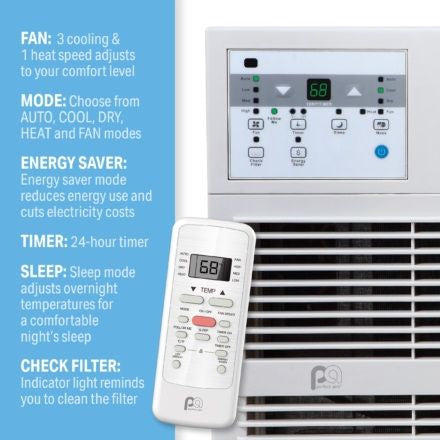 PERFECT AIRE Perfect Aire 3PACH8000 High Efficiency Window Air Conditioner 8000 BTU/Hr 115 V