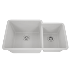 DAKOTA Dakota Plumbing GSE-QC6040LD-W 60/40 Undermount Kitchen Sink