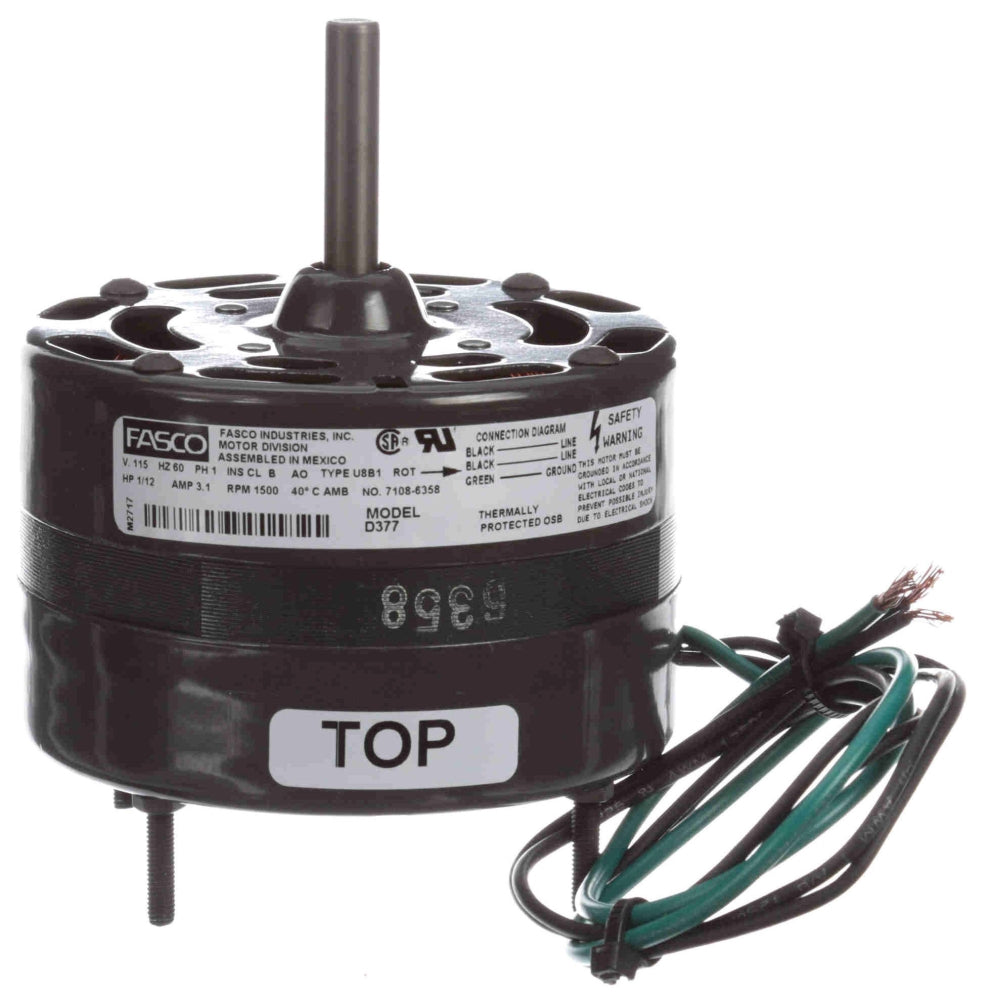 GENTEQ MOTORS Fasco D377 1/12 HP 1500 RPM 115V 4.4 Diameter CCWSE Motor Jenn Air Replacement 7108-2101