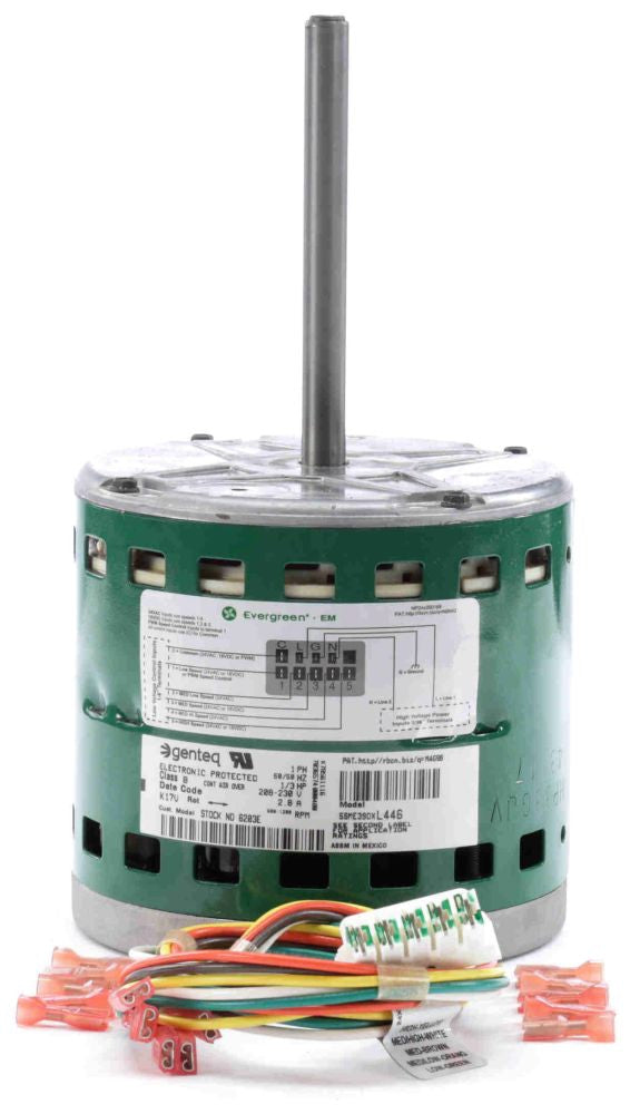 GENTEQ MOTORS Genteq 6203E Evergreen Replacement Blower Motor 1/3 HP 208 to 230 VAC Single Phase