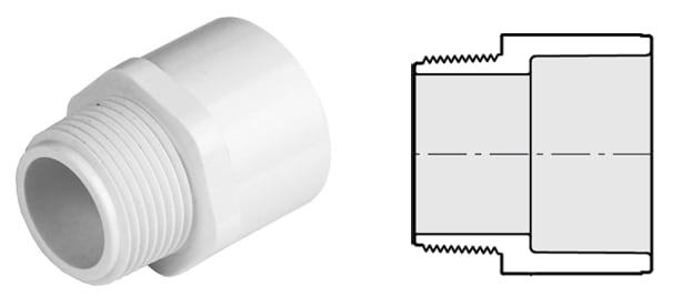 SPEARS Spears 436-005 Adapter 1/2 in MPT x Slip White PVC Schedule 40
